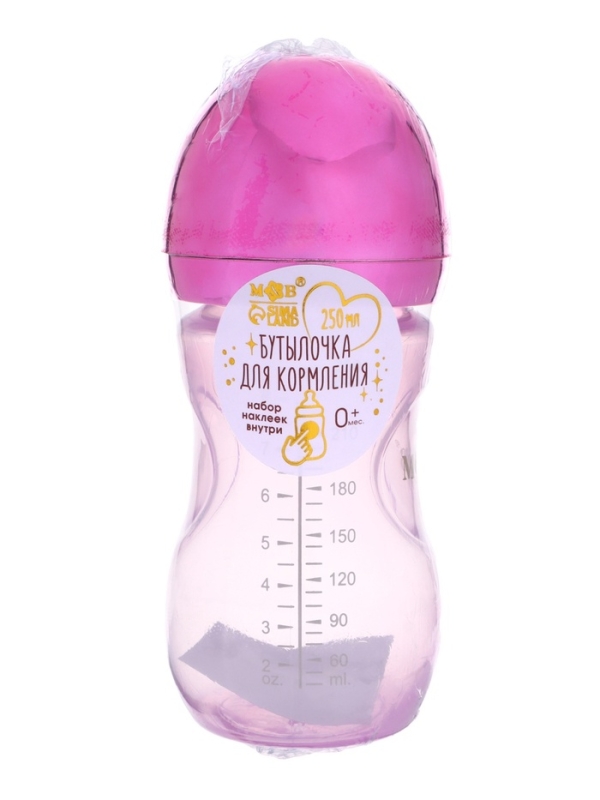 Бутылочка для кормления с наклейками «Juicy» от 0 мес., 250 мл., цвет фиолетовый, M&B Бутылочка для кормления с наклейками «Juicy» от 0 мес., 250 мл., цвет фиолетовый, M&B