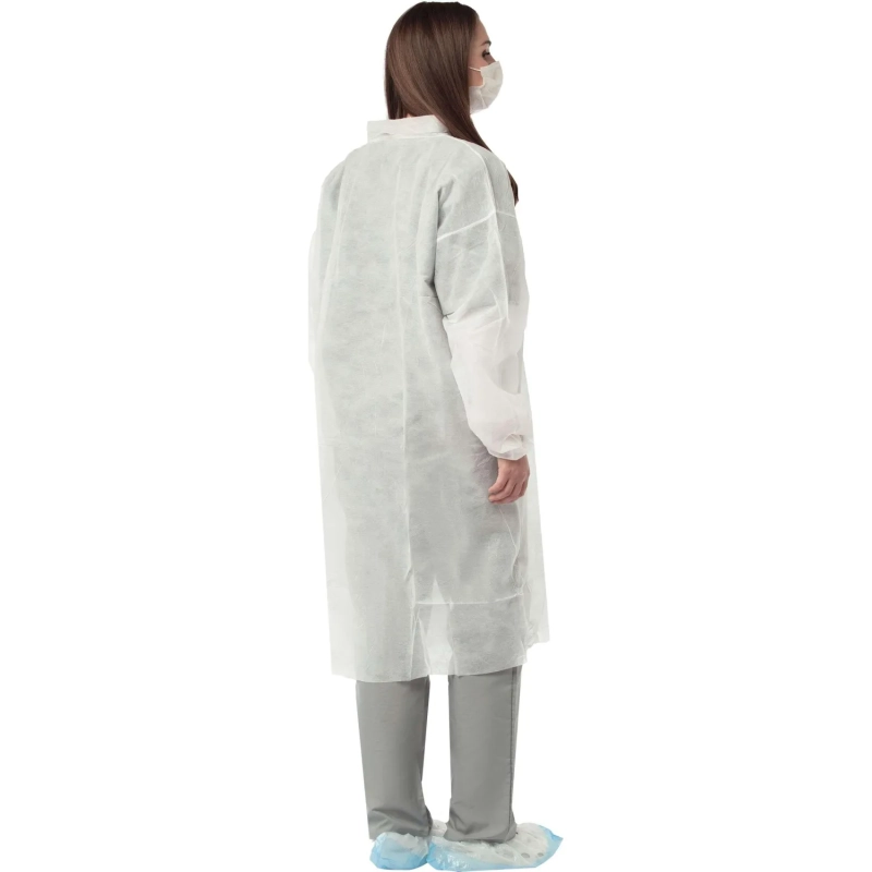 Халат н/с процед, рук.рез, на липуч, XL, дл.110см, пл 17, белый, 10шт/уп