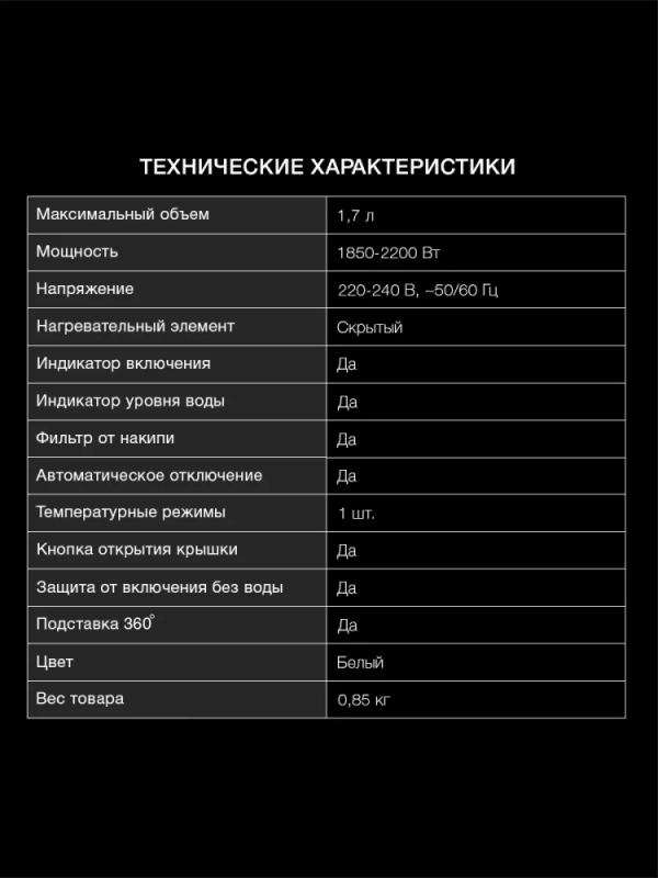 Чайник HYK-P2021 1.7л. 2200Вт белый