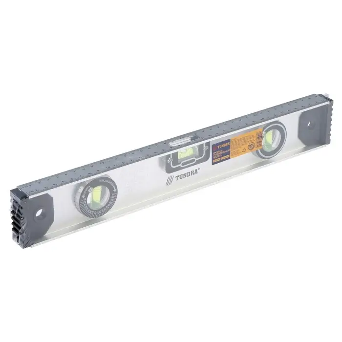 Уровень алюминиевый ТУНДРА &laquo;Рельс&raquo;, 3 глазка (1 поворотный), 400 мм