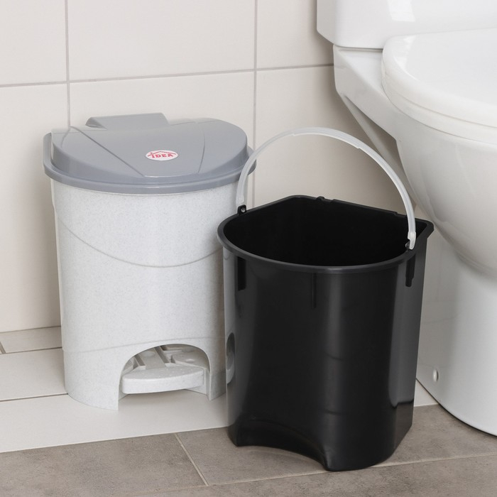 Контейнер для мусора с педалью, 11 л, цвет мраморный Контейнер для мусора с педалью, 11 л, цвет мраморный