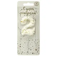 Свеча в торт "Белые брызги", цифра "2"