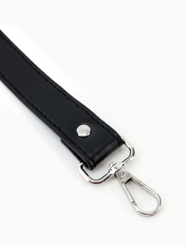 Ручка для сумки, с карабинами, 20 &plusmn; 1 см &times; 2.5 см, цвет чёрный/серебряный