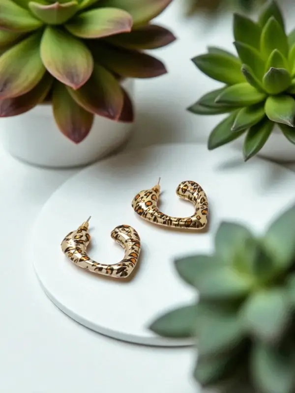 Набор серьги Набор серьги "Леопард" трио, цветной в золоте