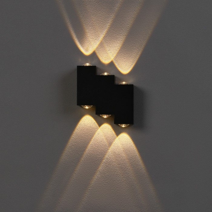 Светильник фасадный «Луч», FSD-011, 6 Вт, 3000К, 3 луча, IP65, 220 В, металл, черный