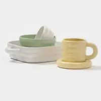 Чайная пара Доляна &laquo;Зефир&raquo;, 350 мл, керамика, зелёная