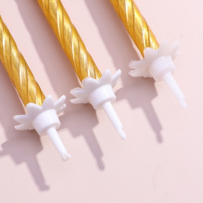 Свечи в торт  Свечи в торт "Спираль", 6 см, золотые, набор 10 шт