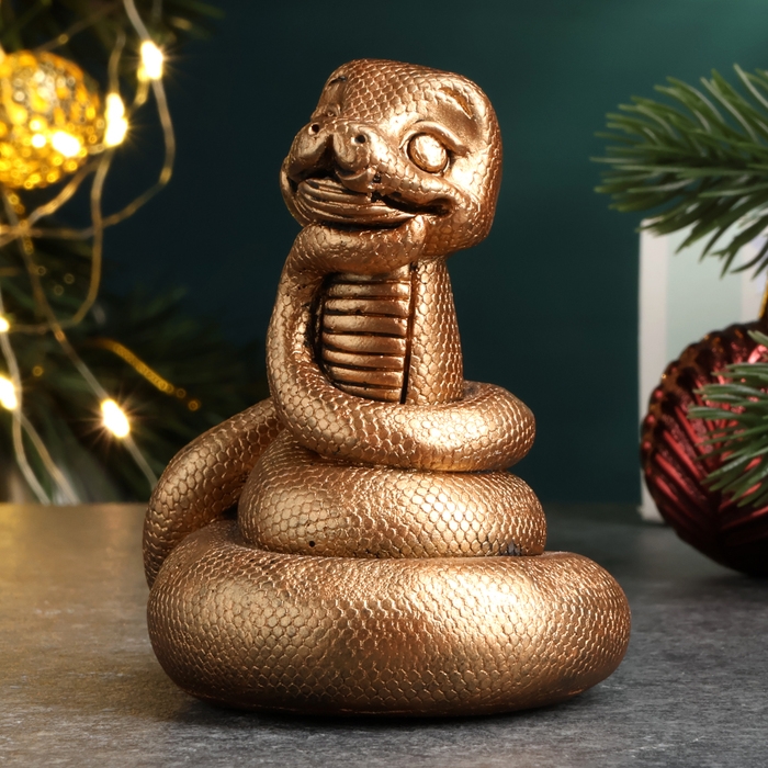 Новый год. Символ 2025. Фигура Новый год. Символ 2025. Фигура "Змейка мечтает" бронза, 6х6см