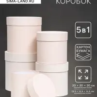 Набор шляпных подарочных коробок 5 в 1 &laquo;Ваниль однотонный&raquo;, 20&times;20&times;20 ‒ 13.5&times;13.5&times;13.5 см