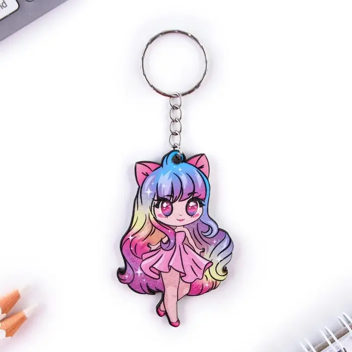 Брелок для ключей деревянный «Аниме девочка», 4,2 х 6,4 см Брелок для ключей деревянный «Аниме девочка», 4,2 х 6,4 см