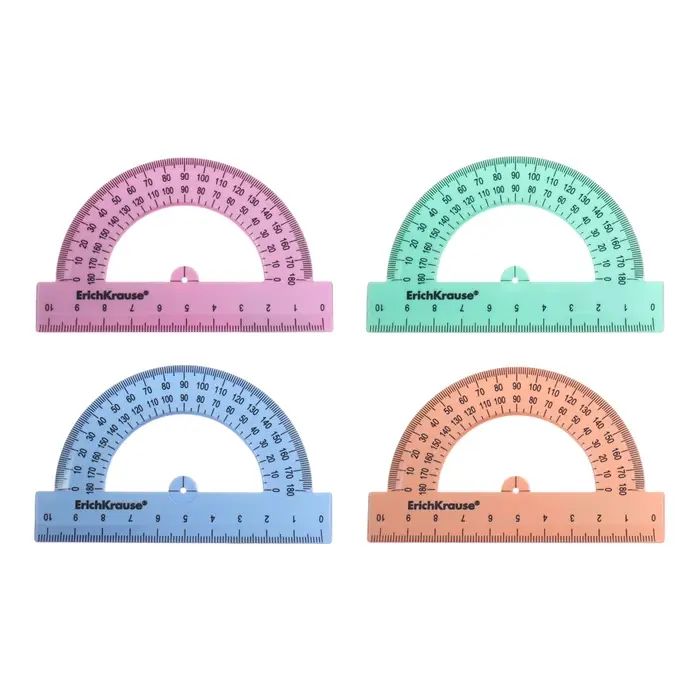 Транспортир 180°/10см, ErichKrause, Pastel Bloom, микс Транспортир 180°/10см, ErichKrause, Pastel Bloom, микс