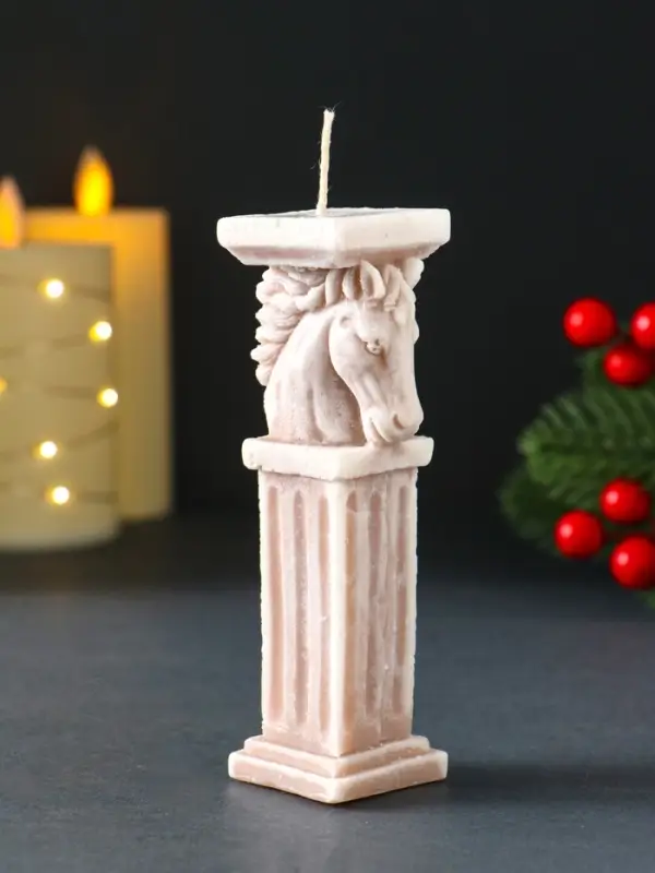 Свеча новогодняя Свеча новогодняя "Пегас" 45х120 мм, бежевый