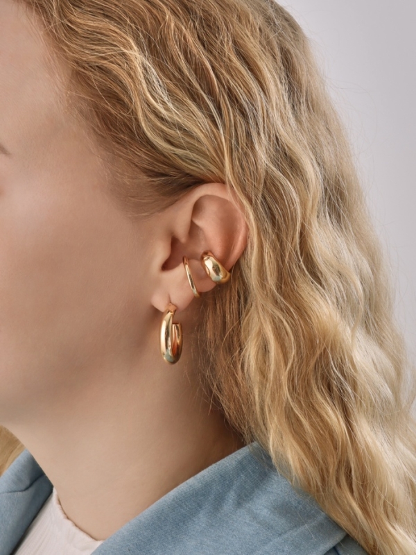 Набор серьги и каффы 9 шт. «Кольца» переплетение, цвет золото