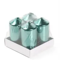Свеча столбик, набор 4 шт., 3.8&times;7.5 см, зелёный металлик
