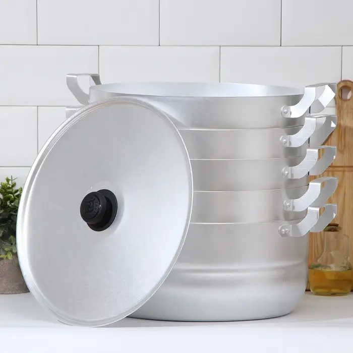 Манты-казан, 13 л, d=30 см, с 4 сетками, высота секции 5 см, с крышкой, штампованный алюминий