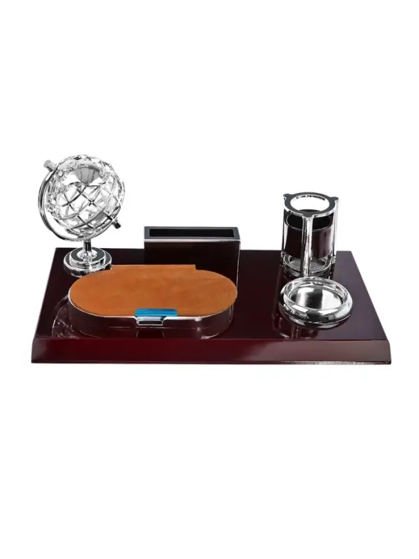 Набор настольный 5 в 1 с визитницей, красное дерево