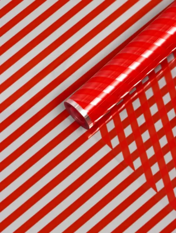 Пленка прозрачная с рисунком «Диагональ» Красный 0.7×8.2±5%м