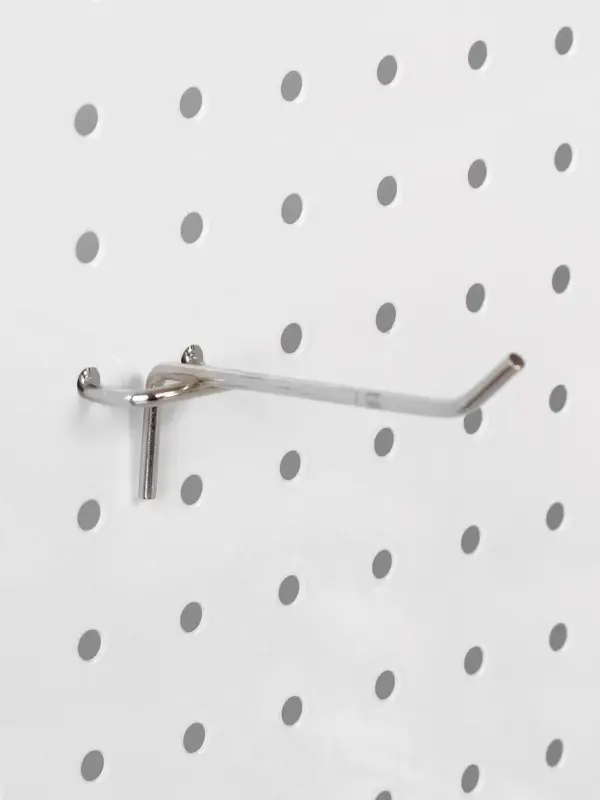 Крючок одинарный для металлической перфорированной панели, d=3.5 мм, L=10 см, цвет хром