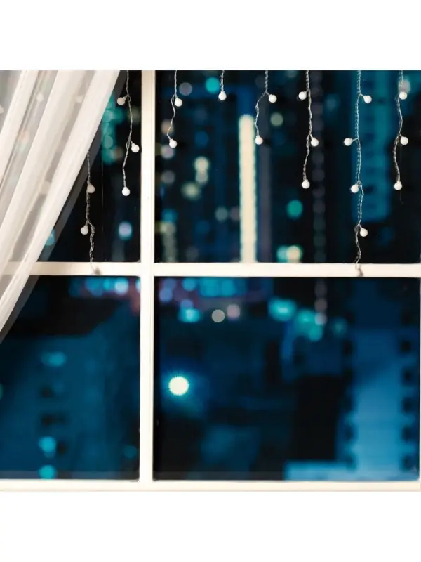 Гирлянда &laquo;Бахрома&raquo; 1.8&times;0.5 м с насадками &laquo;Шарики&raquo;, IP20, прозрачная нить, 48 LED, свечение мульти (RG/RB), мигание, 220 В