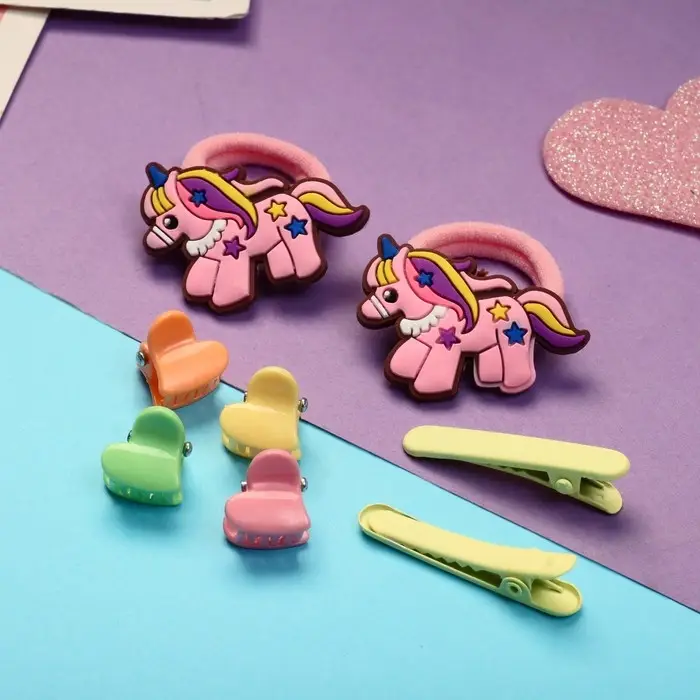 Набор для волос Набор для волос "Крошечка" (4 зажима,4 крабика) единорожка сердце, яркий