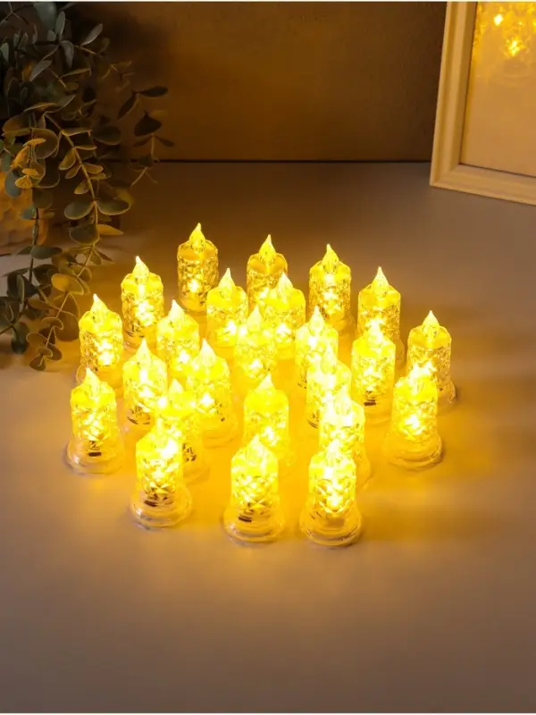 Светодиодная свеча LED - ночник RISALUX &laquo;С подтёками, грани&raquo;, 3&times;LR41, прозрачный, 3.5&times;3.5&times;7 см