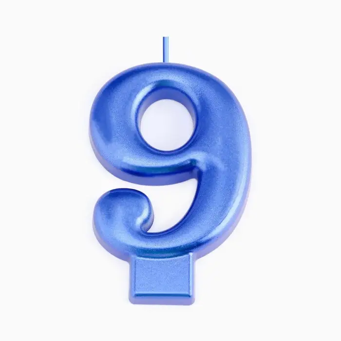 Свеча для торта «Европейская ГИГАНТ», цифра 9, 7 см, синий металлик Свеча для торта «Европейская ГИГАНТ», цифра 9, 7 см, синий металлик