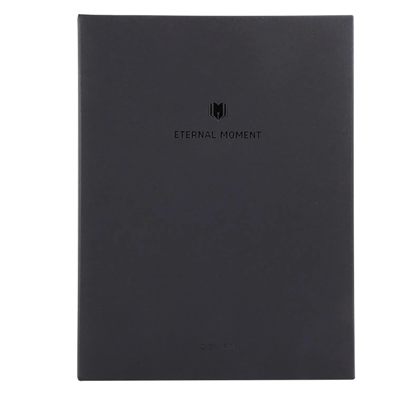 Блокнот Deli А5 120л 80 г/м твердая облож,клетка 5x5мм, черный кожа EN139G