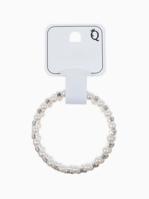 Браслет с жемчугом «Пружинка» стразинки, шар № 6, цвет белый в серебре, диаметр бр.6 см Браслет с жемчугом «Пружинка» стразинки, шар № 6, цвет белый в серебре, диаметр бр.6 см