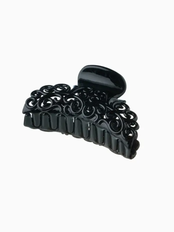 Крабик для волос &laquo;Глянец&raquo;, ажурный узор, 6.5 см, чёрный