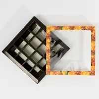 Коробка под 16 конфет с ячейками &laquo;Вкусный Новый год&raquo; 17.5&times;17.5&times;3.5 см