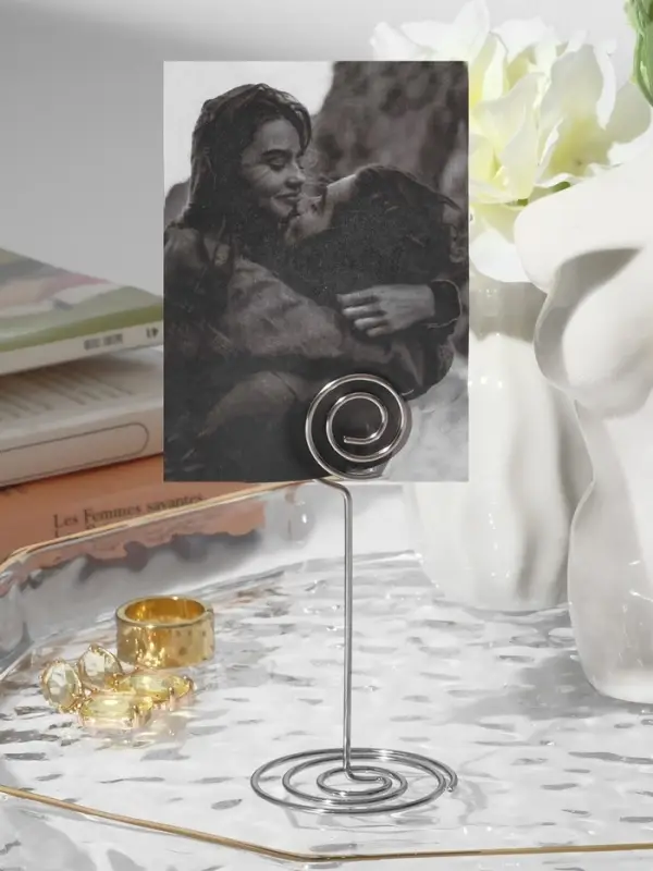 Подставка под ценник, фото &laquo;Круг&raquo;, с зажимом, 3.3&times;3.3&times;8.3 см, цвет серебро