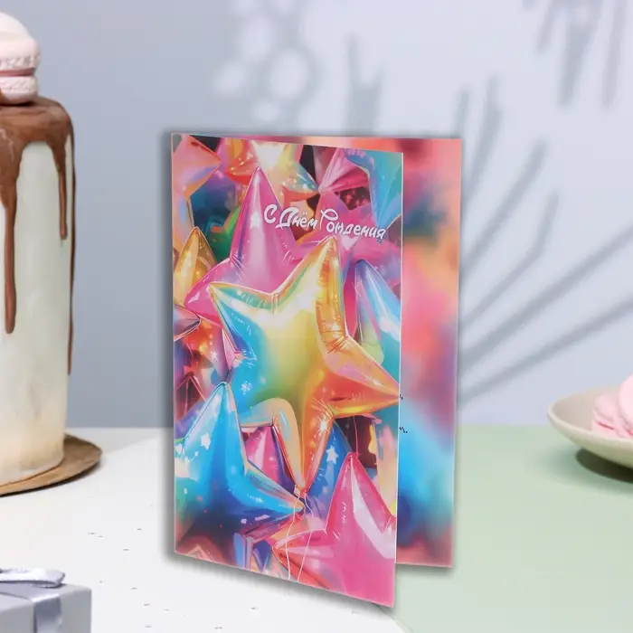 Открытка  Открытка "С Днём Рождения!" шары, 21 х 14 см