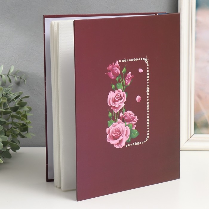 Фотоальбом на 200 фото 13х18 см Фотоальбом на 200 фото 13х18 см "Веточка с розами" в коробке МИКС 29,5х23х5,5 см