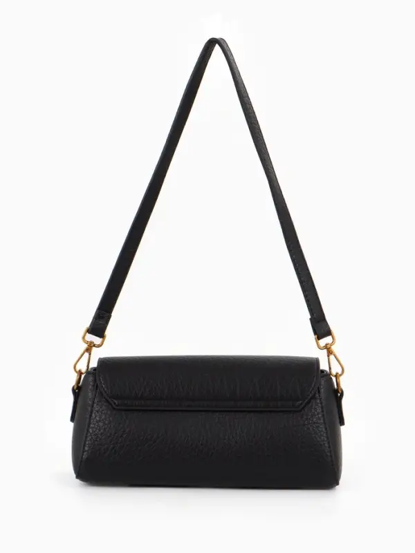 Сумка женская мессенджер TEXTURA на клапане, 26&times;9&times;12 см, чёрная