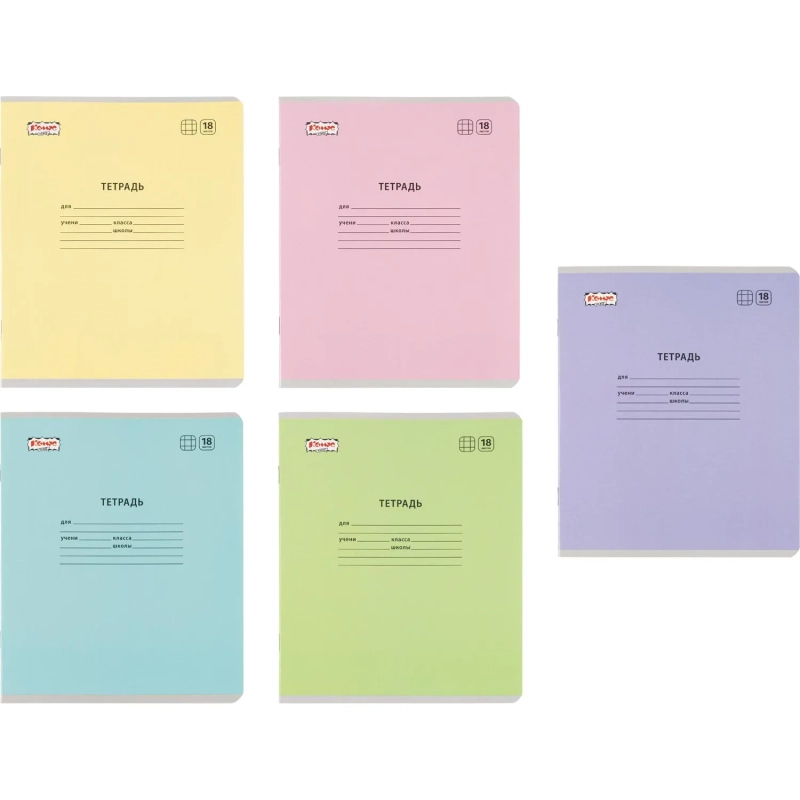 Тетрадь школьная Комус Класс А5 18 л клетка, АССОРТИ 10 шт./уп