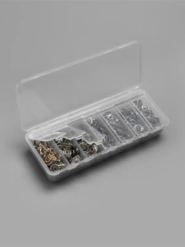 Кнопки рубашечные, открытые, d=9.5 мм, 140 шт., в органайзере