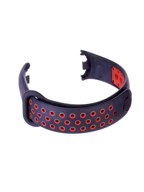 Ремешок для фитнес-браслета Mi Band 8/9 Luazon, с перфорацией, чёрный, красный