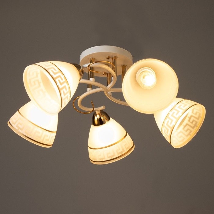 Люстра Люстра "Асфея" 5хЕ27 40Вт бело-золотой 50х50х24 см BayerLux