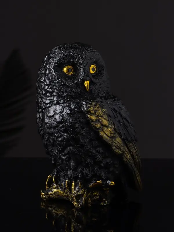 Статуэтка "Сова на пеньке" 14х9х10 см, цвет черный