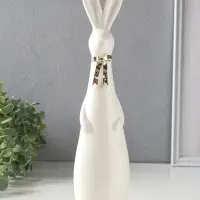 Сувенир керамика "Белый заяц с золотым бантом" 7,8х6,3х30,8 см
