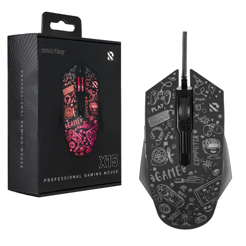 Мышь игровая проводная Smartbuy RUSH X15 черная (SBM-745G-K) /80