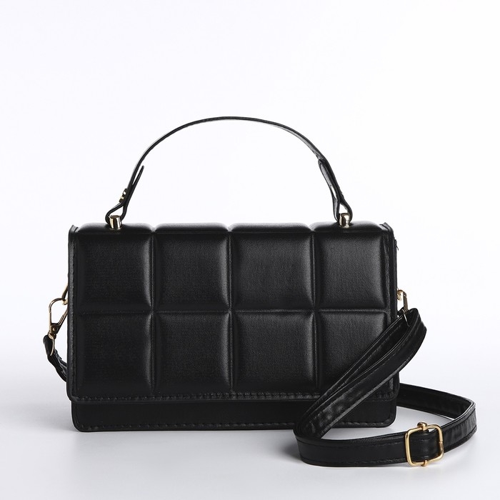 Сумка женская на клапане, с кошельком, 20х12х7 см, цвет чёрный Сумка женская на клапане, с кошельком, 20х12х7 см, цвет чёрный