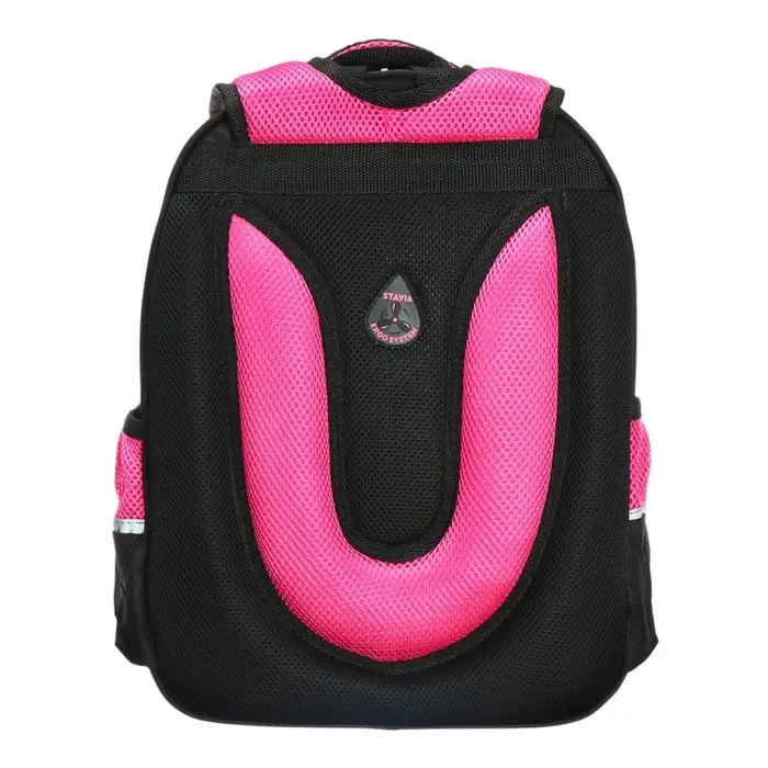 Рюкзак школьный, 40×33×19 см, эргономичная спинка, Stavia «Мордашка», чёрный/розовый Рюкзак школьный, 40×33×19 см, эргономичная спинка, Stavia «Мордашка», чёрный/розовый