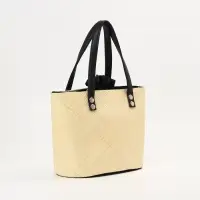 Сумка плетёная из пандана, 29&times;17&times;42 см, бежево-чёрная