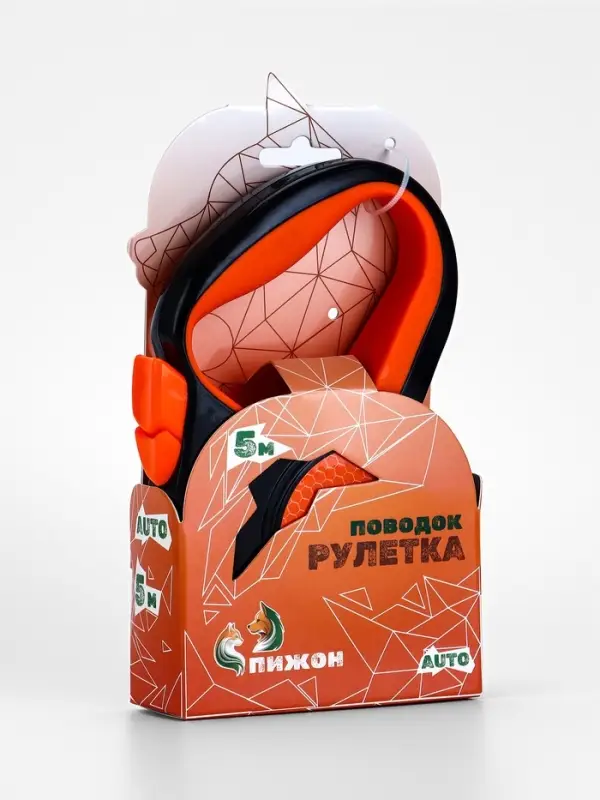 Рулетка &laquo;Пижон&raquo;, 5 м, до 25 кг, светоотражающая, трос, прорезиненная ручка, оранжевая