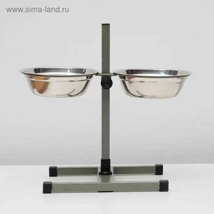 Подставка с мисками, 2&times;1 л, высота 40 см, разборная, зелёная