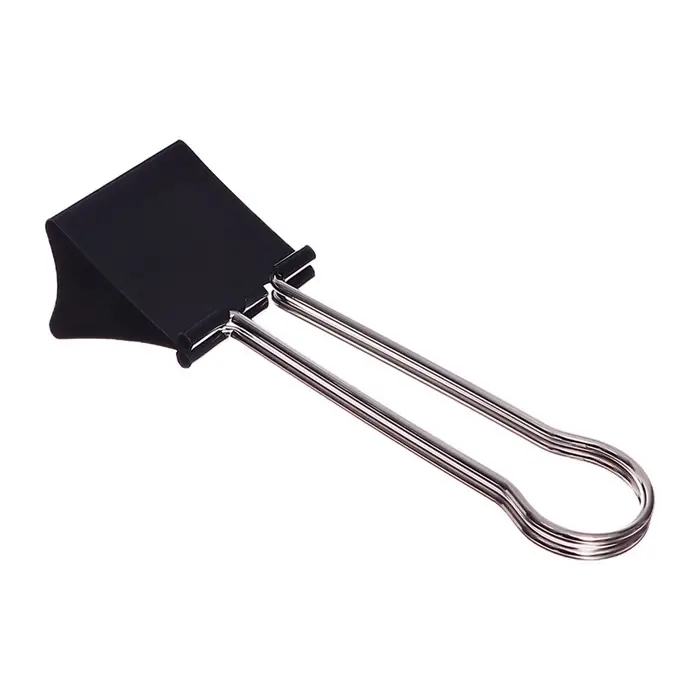 Зажим для бумаг черный 60 мм большой 20&times;6&times;4.5 см в пакете