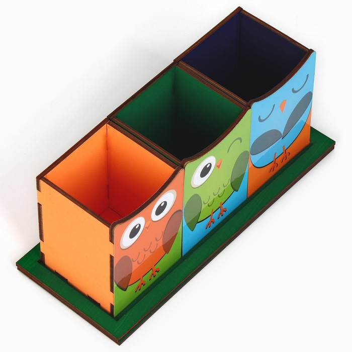 Органайзер для канцелярии тройной, на подставке «Сова», 6,5 х 6,3 х 9,2 см Органайзер для канцелярии тройной, на подставке «Сова», 6,5 х 6,3 х 9,2 см