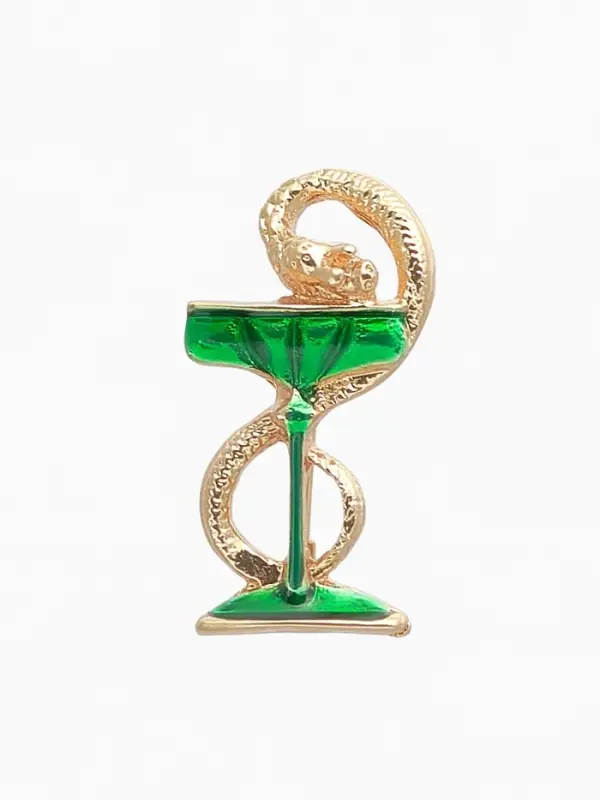 Брошь &laquo;Змея в геральдике&raquo;, извивающаяся, зелёная в золоте