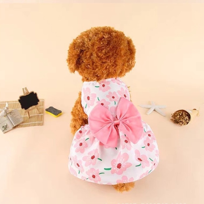 Платье для животных "Ромашки», хлопок,  L (ДС 35, ОГ 45 см), розовое